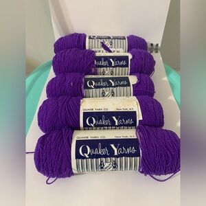 Vintage Quaker Yarns Velveen Wool Rayon Yarn in Amethyst-Lot of 5